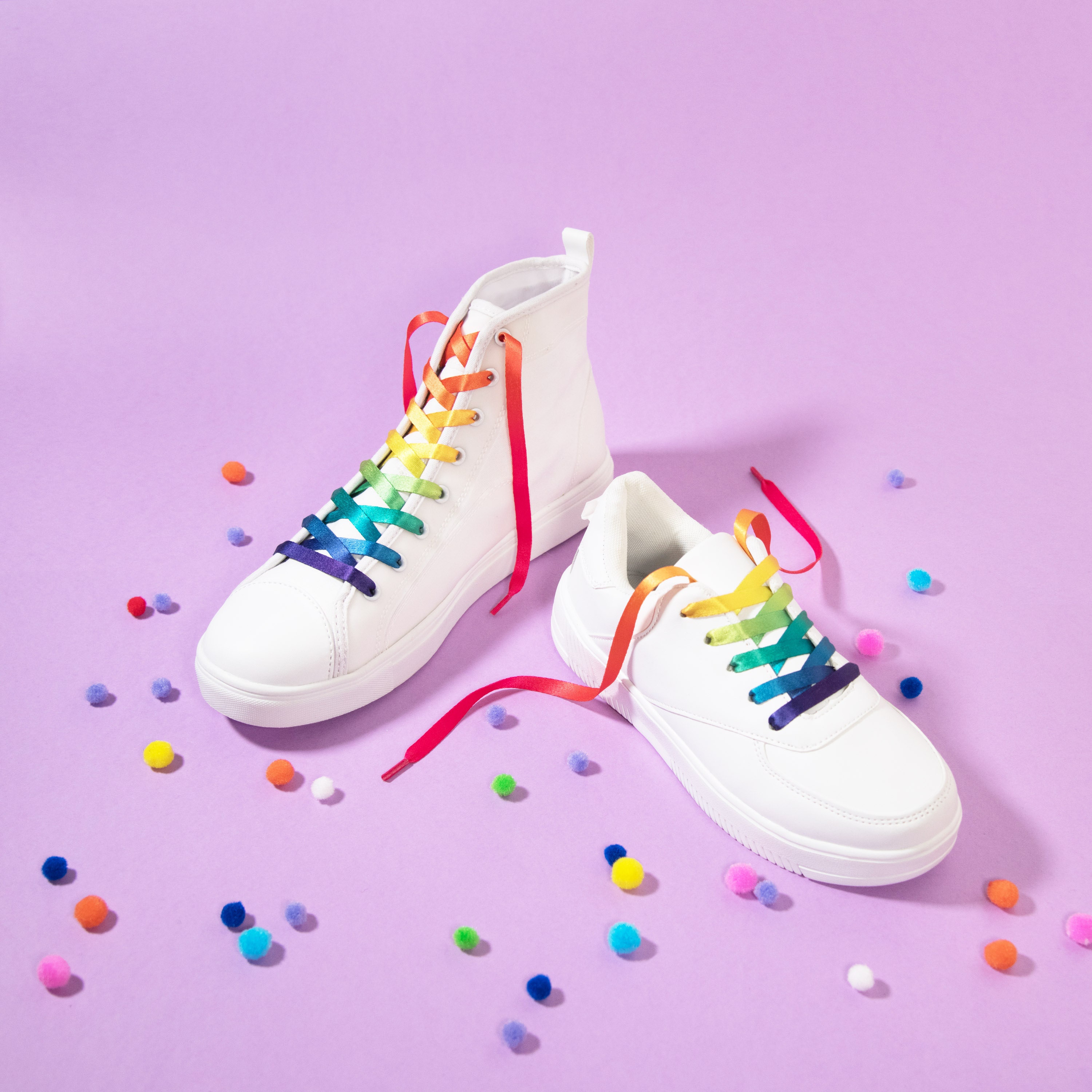 Rainbow Converse Shoelaces High Tops Queer Pride Sneakers