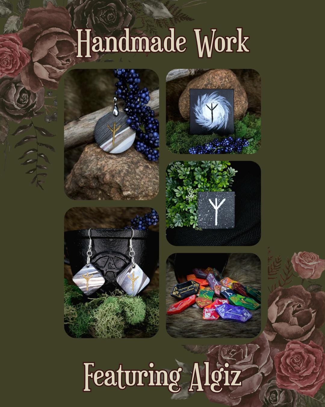 handmade work featuring algiz