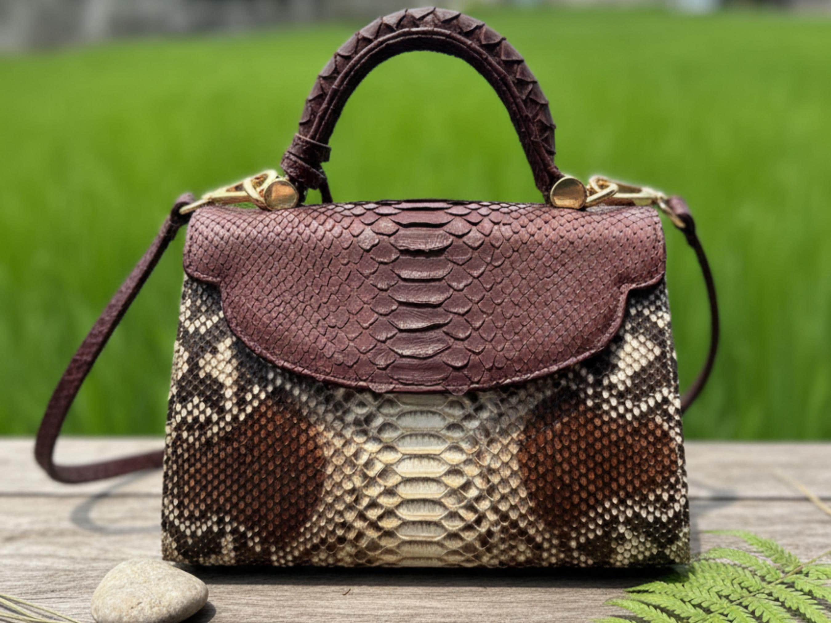snakeskin handbag