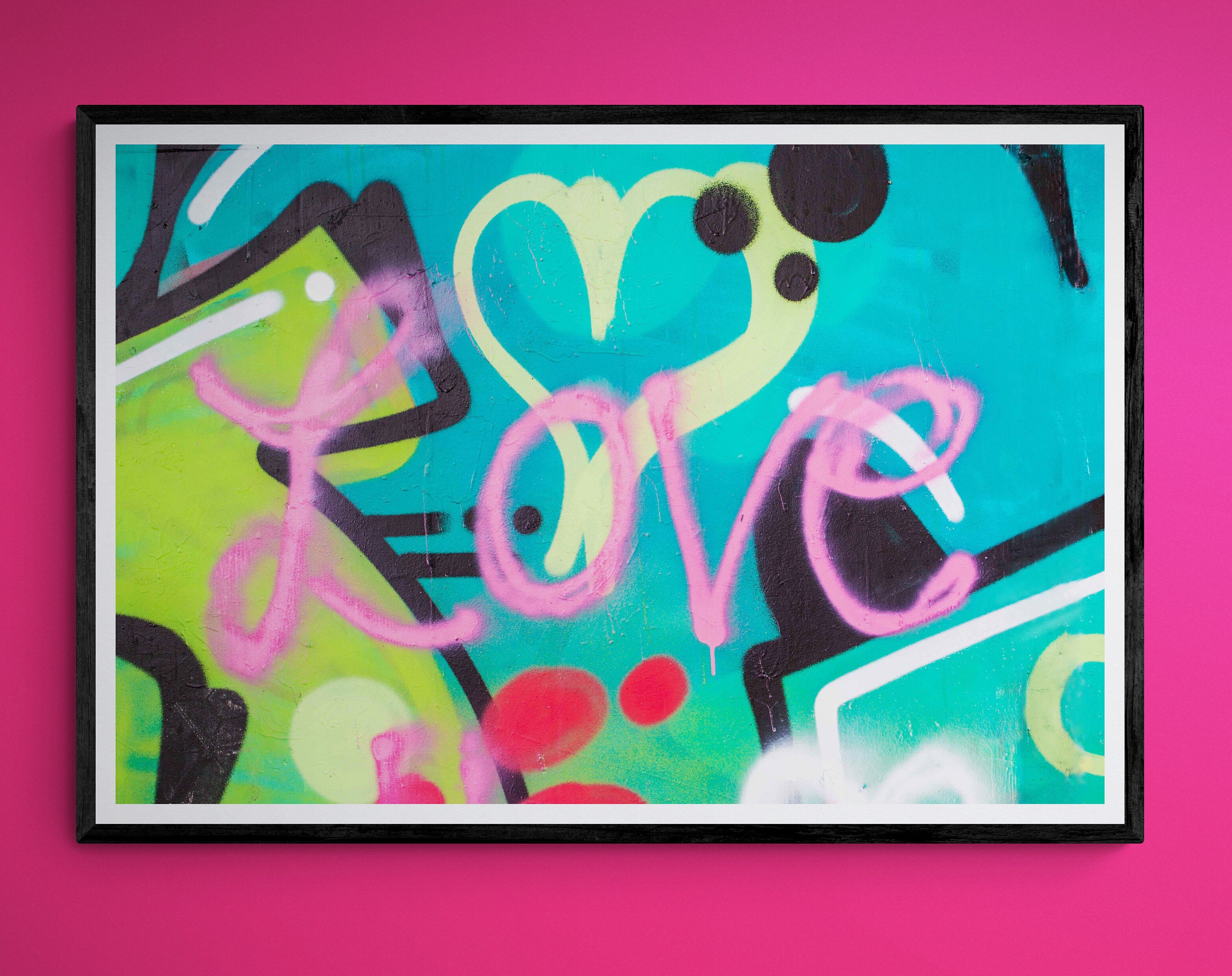 CONTEMPORARY art fairs sandown surrey 2022 groovy baby love graffiti fine art prints for sale by deborah pendell