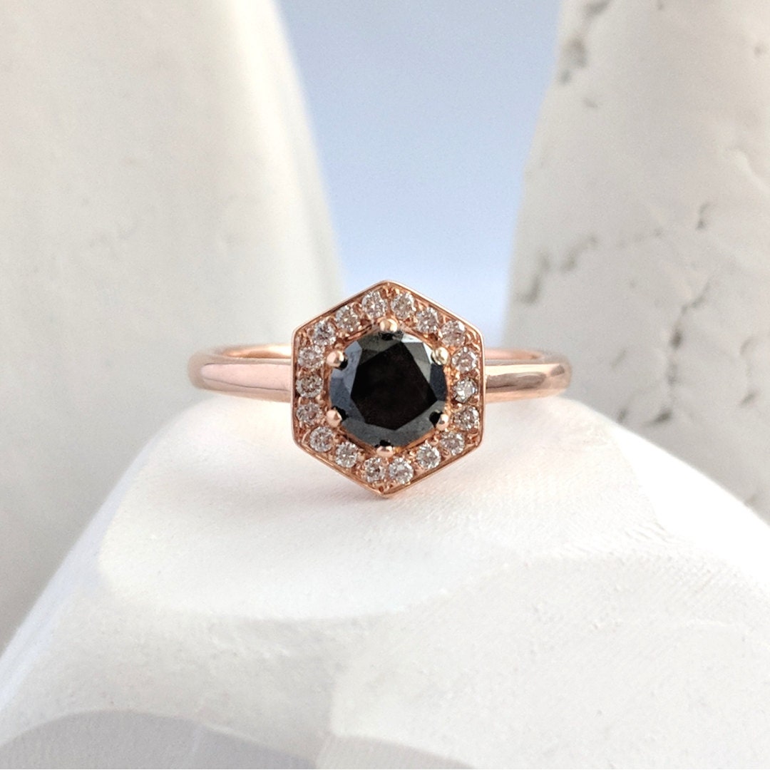 Rose Gold and Black Diamond Engagement ring.