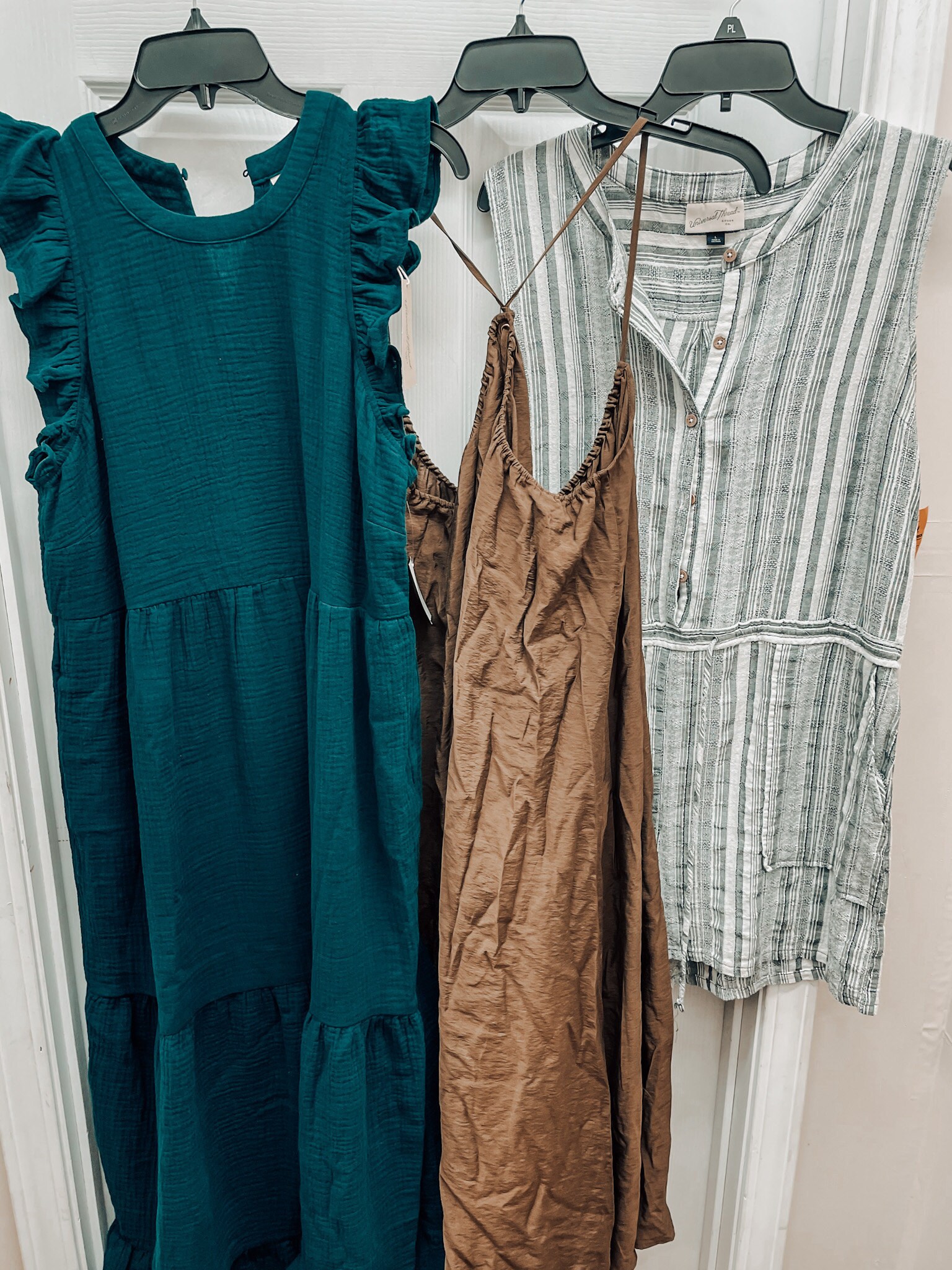 Clothing hanging on a door