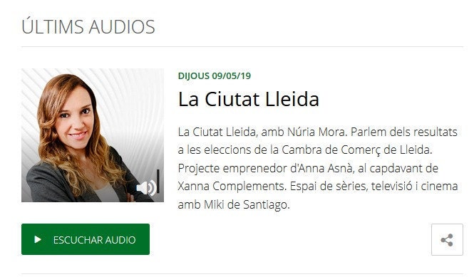 Entrevista a XANNA COMPLEMENTS en Onda Cero Lleida, con Núria Mora.