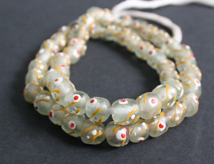 painted translucent glass beads