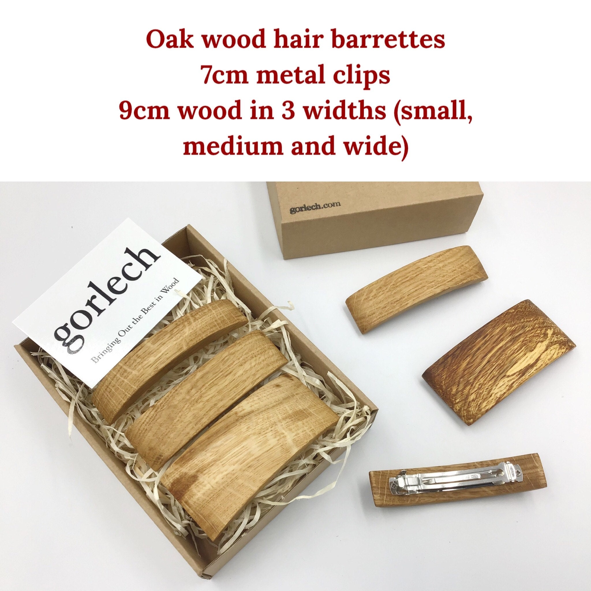 Gorlech hair barrettes- natural wood hair accessories