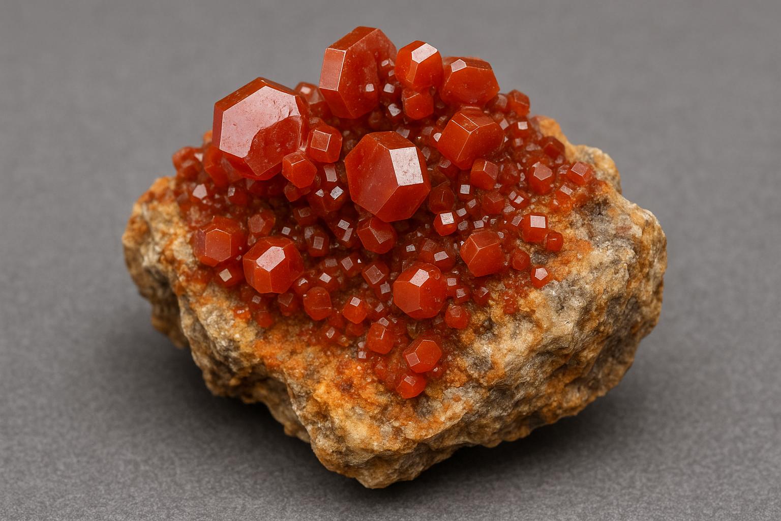 raw vanadinite on Baryte specimen
