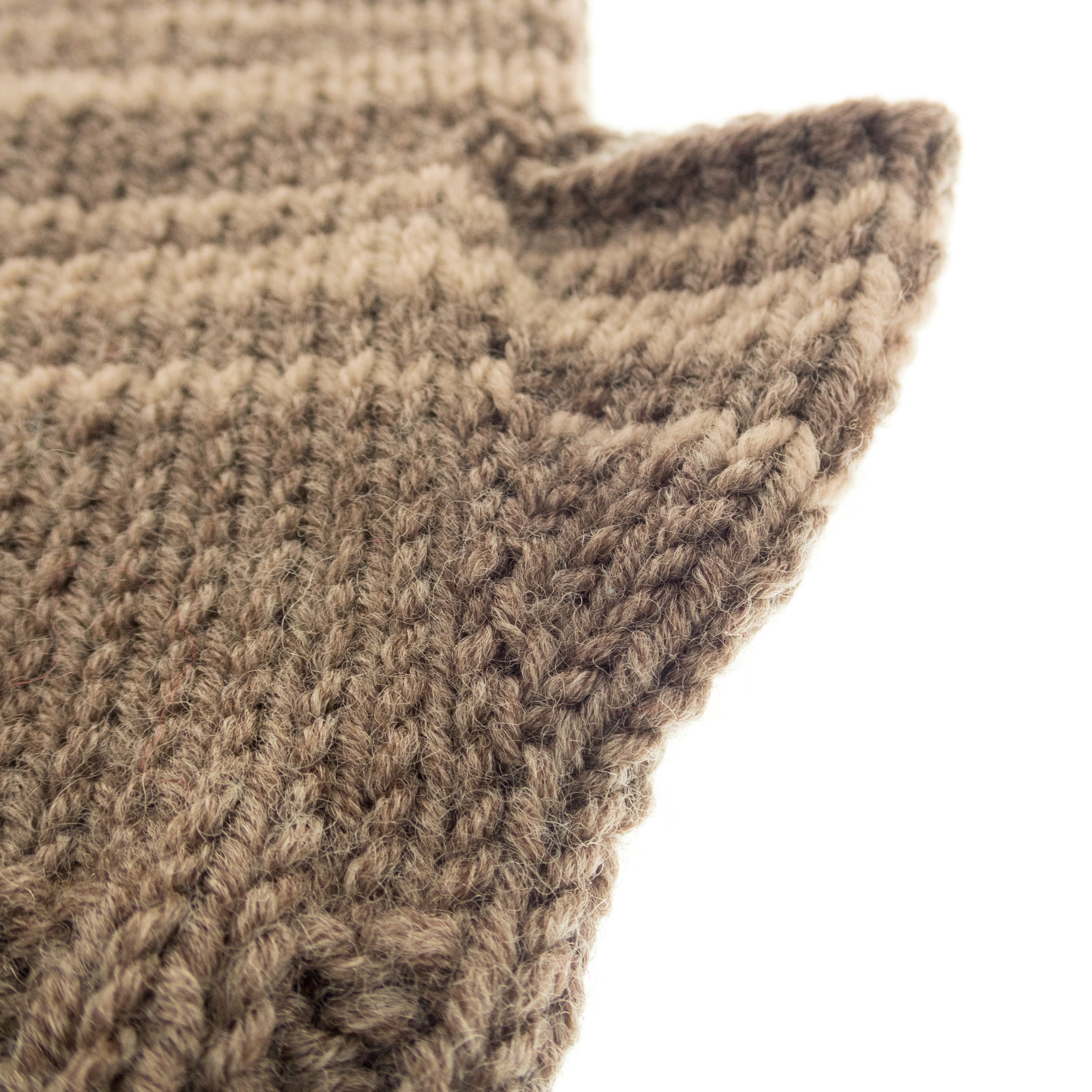 handmade warm mittens for adults with beige stripes