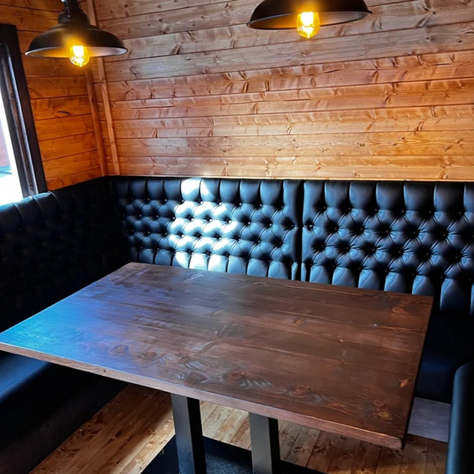 rustic dining table with steel legs