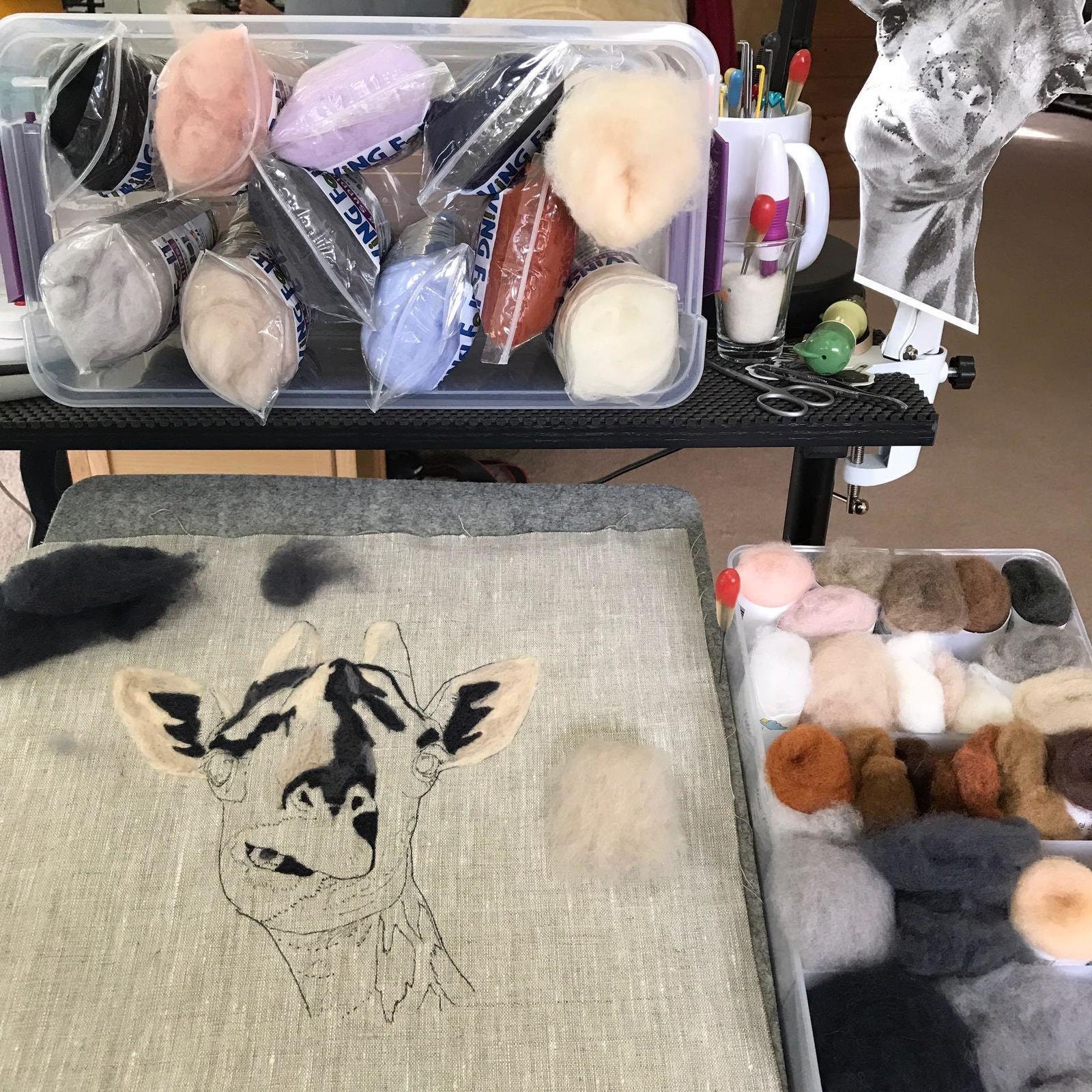 Needle Felt wool portrait WIP