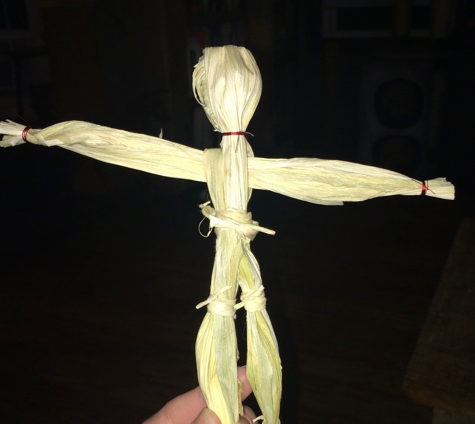 Boy corn dolly completed with tied arms and legs