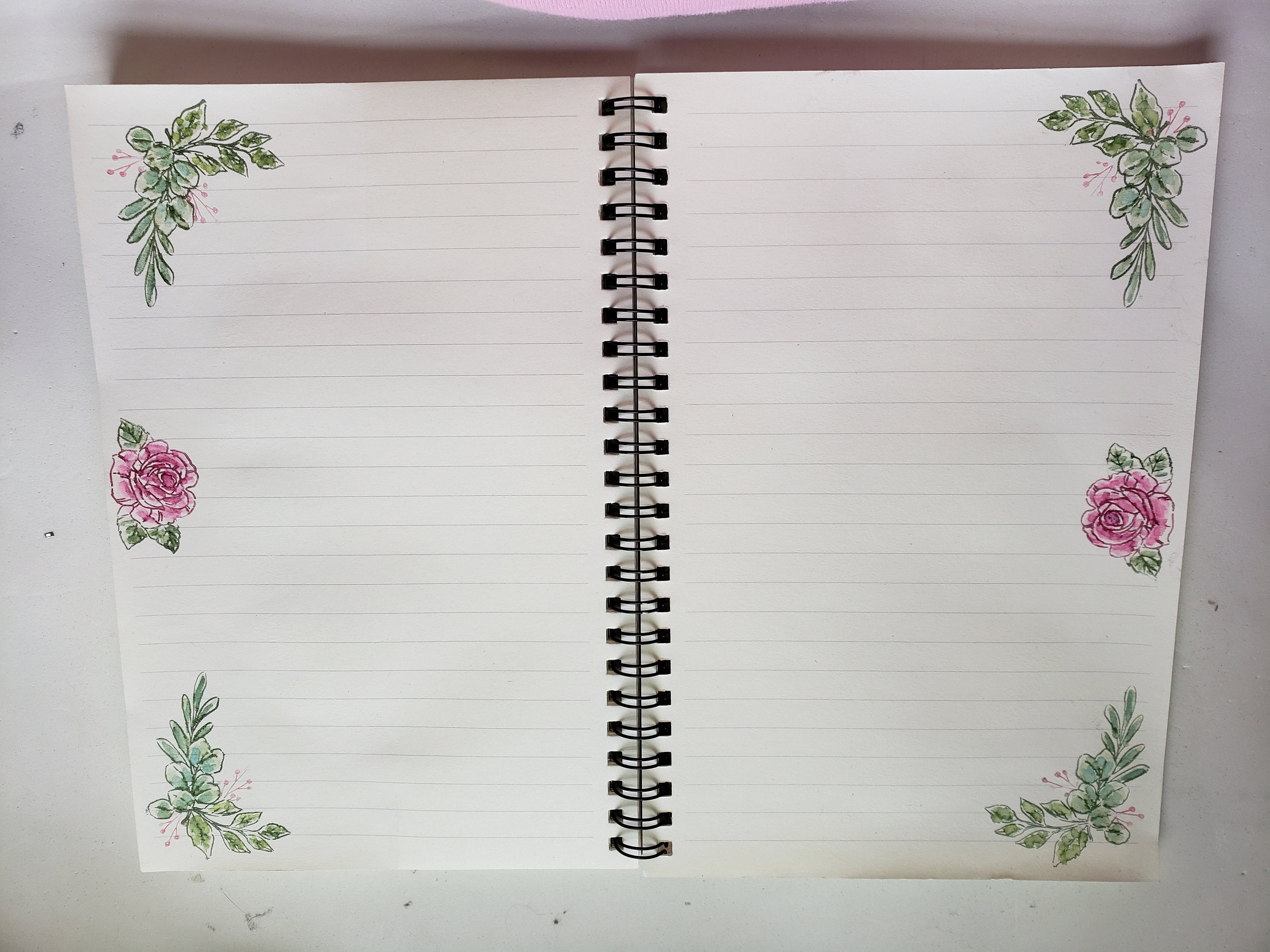 Greenery and Rose double page spread