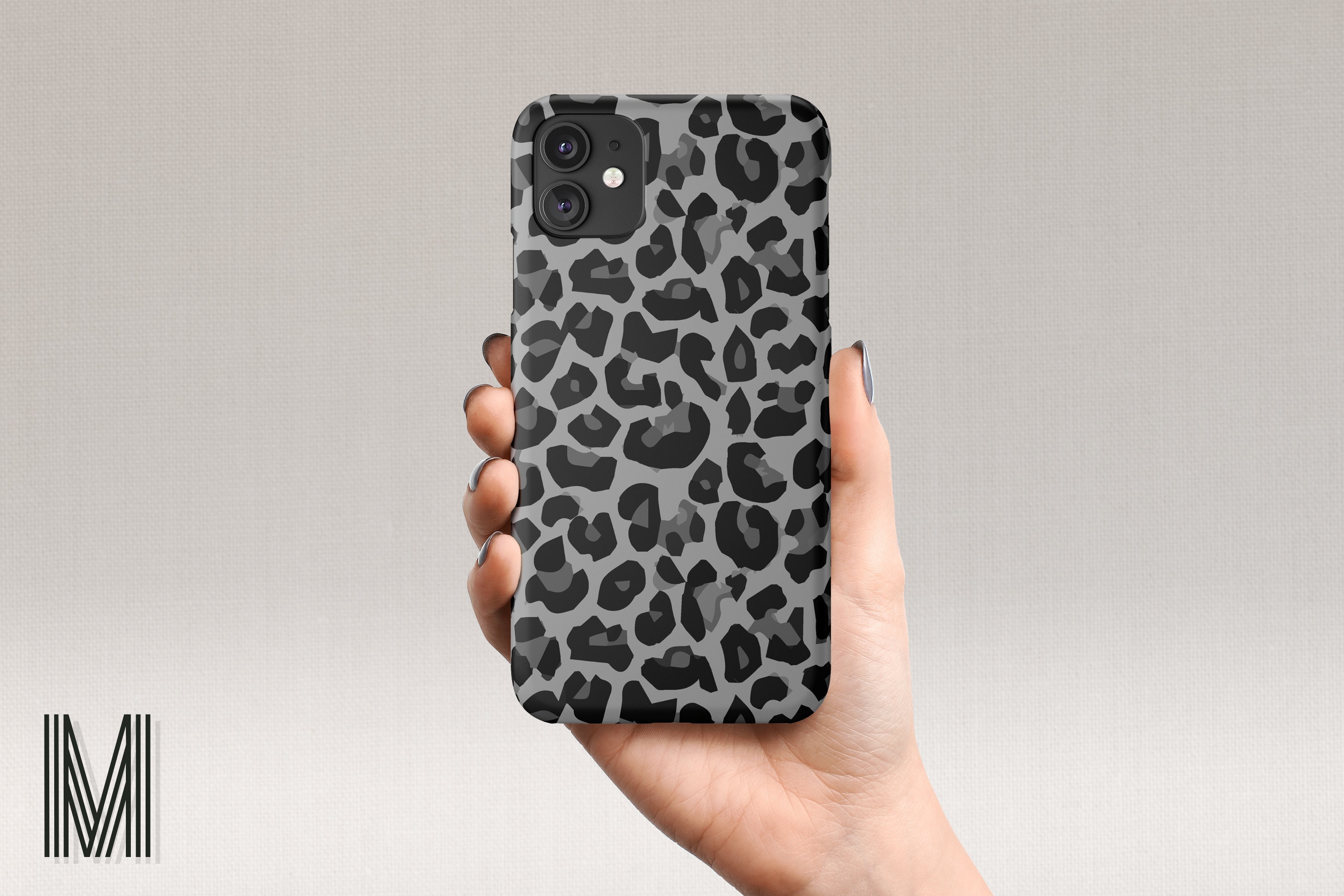 Gray Leopard Print iPhone Case