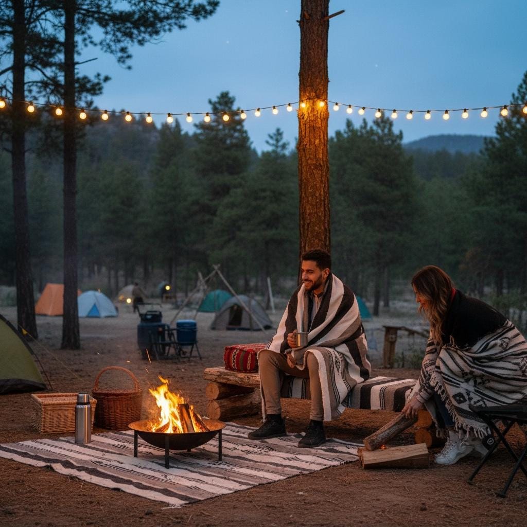 Figure 18. Outdoor styling — on a bench in natural light. This is how the blanket looks when the room is the landscape.
