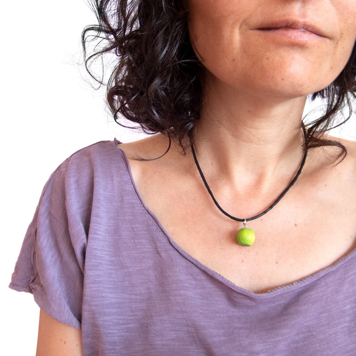Lime Fruit Necklace for Woman, Mom. Orange Fruit Green