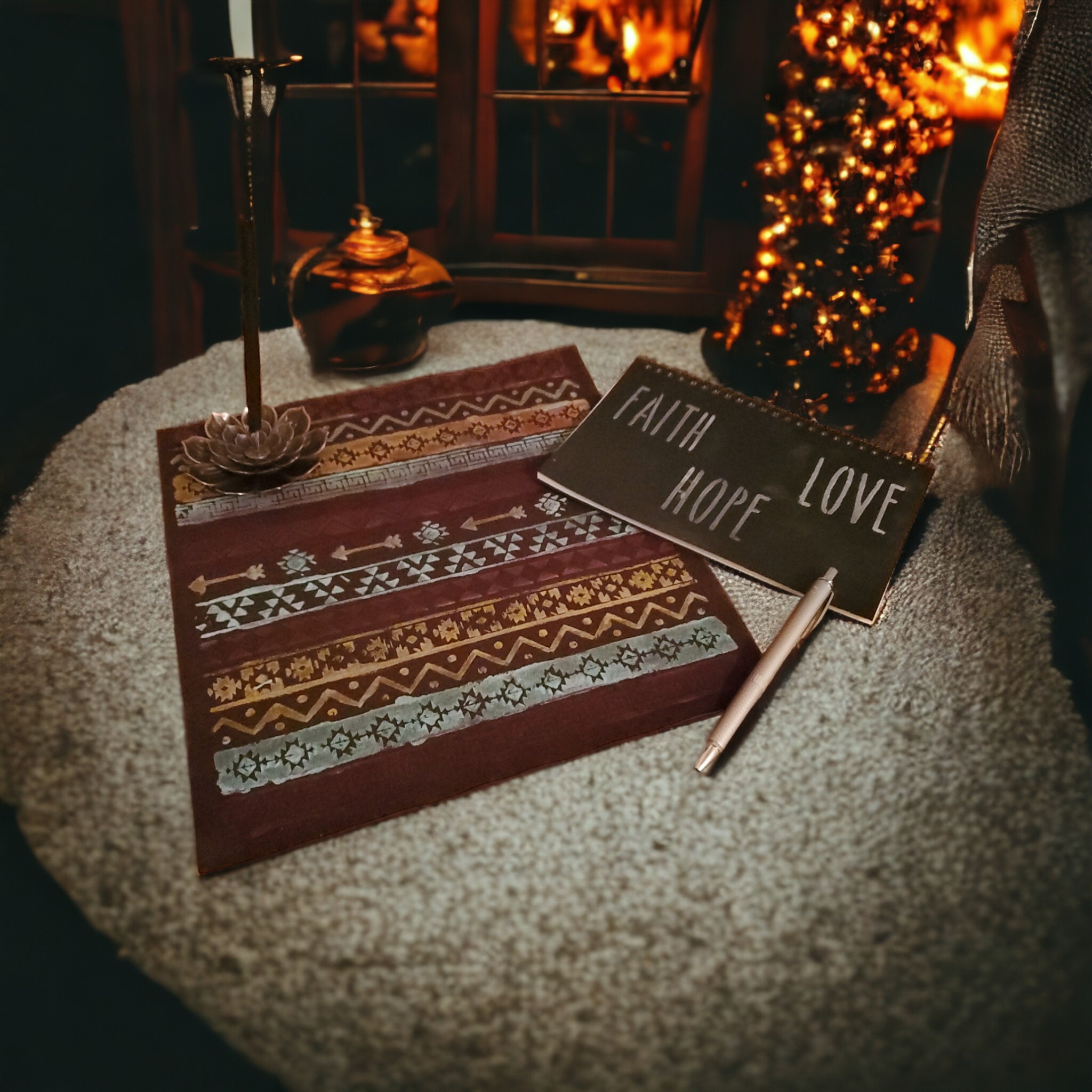 Spiritual Space Mat, Journaling Notebook, Incense and Holder