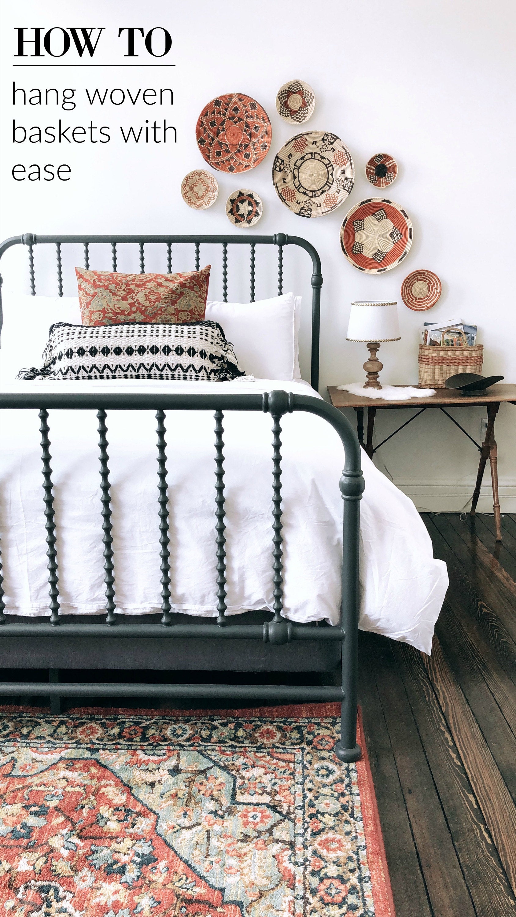 how to hang woven baskets