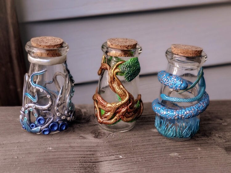Three Polymer Clay Jars