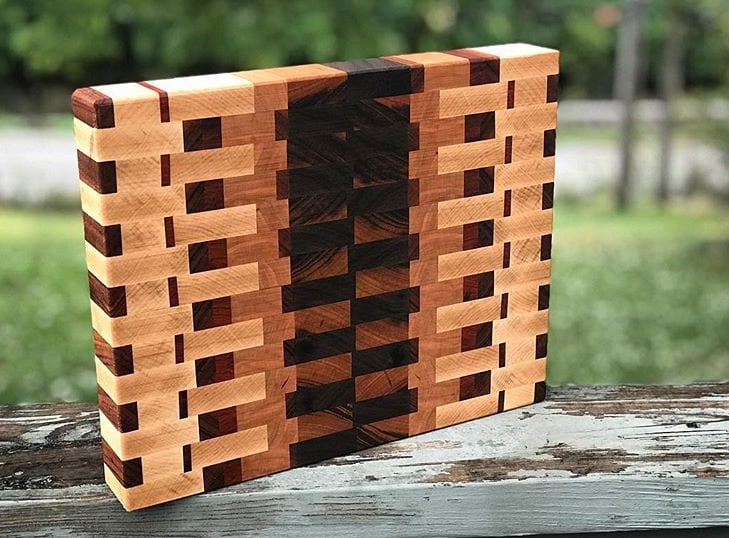 Cherry Maple Walnut and Tigerwood End Grain Cutting Board