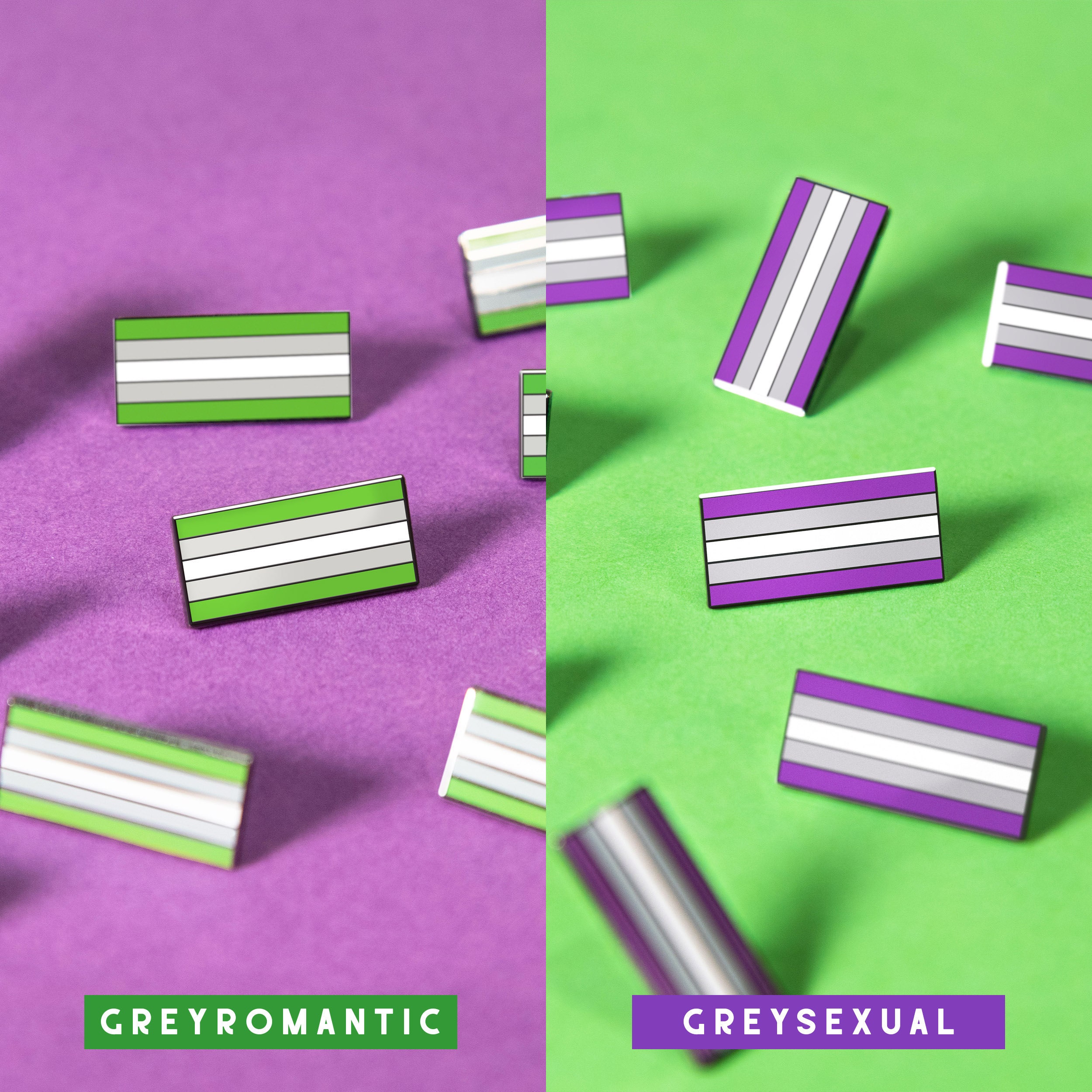 Greyromantic Greysexual Pride Flag Enamel Pin Badge