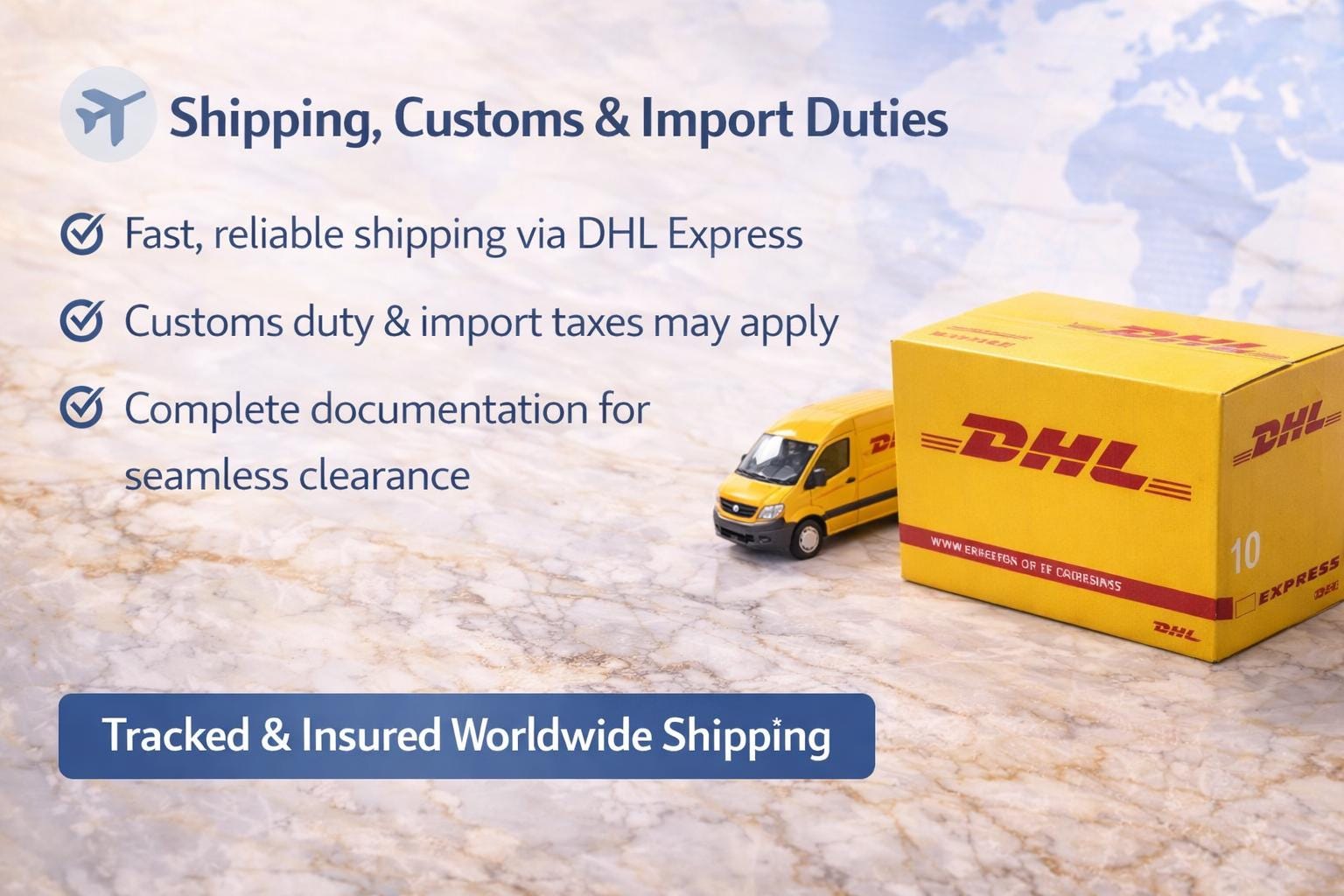 Shipping marble and stone furniture via DHL Express with customs duty and import taxes information