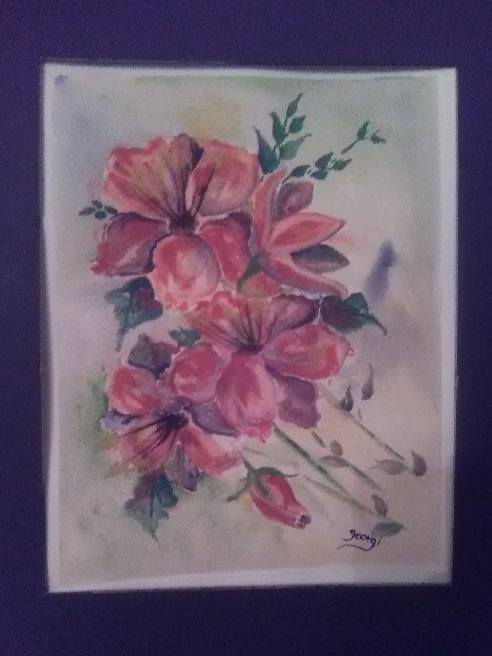 This artwork was created by me, watercolor pink cosmos
