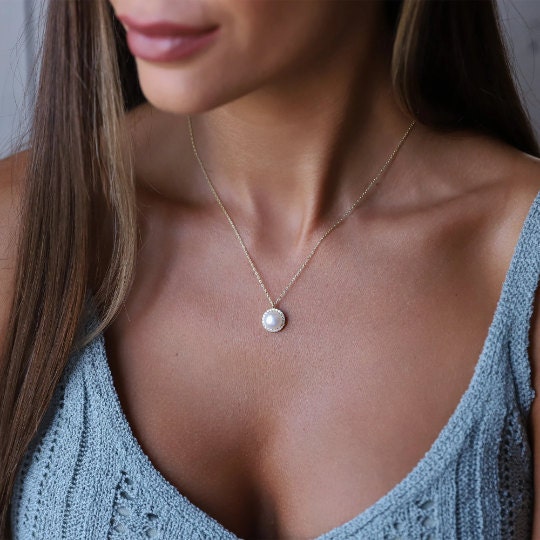 Pearl and CZ Diamond Necklace