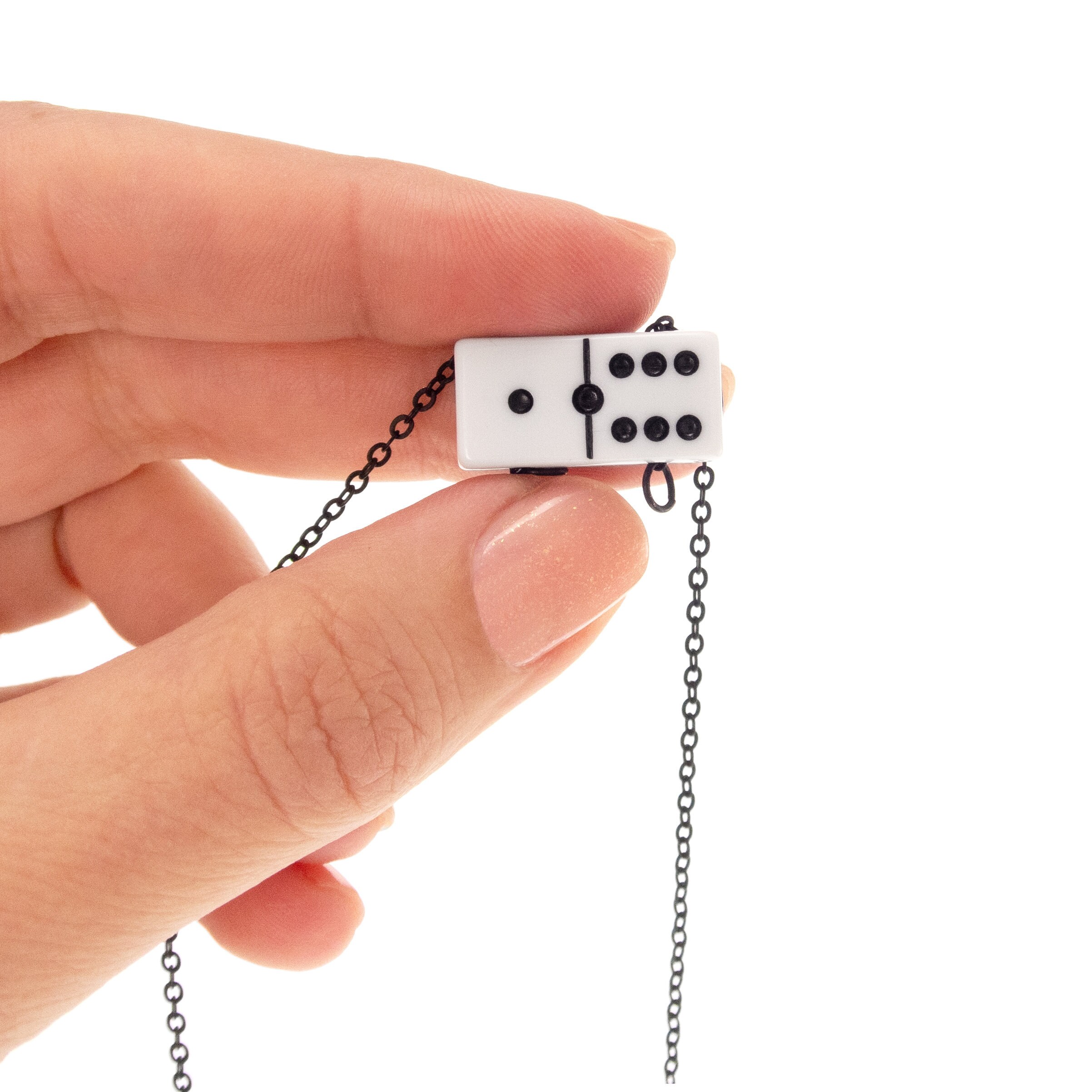 handmade domino necklace with domino tile charm