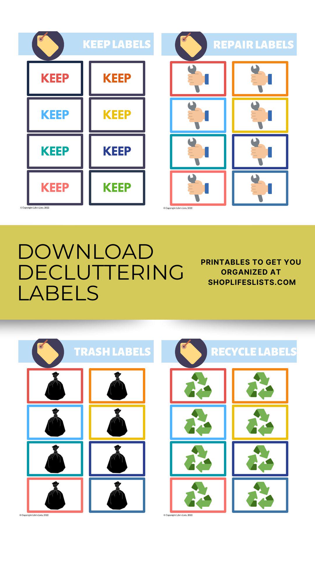Decluttering Label Pack from Lifes Lists