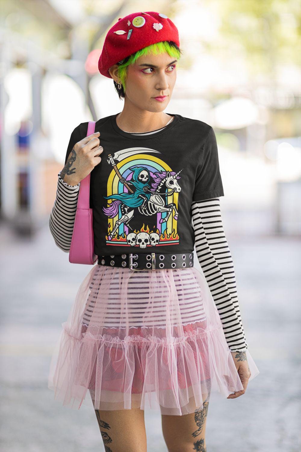 Pastel Goth T-Shirt | Creepy Cute Grim Reaper Graphic Tee | Retro viintage Style Store