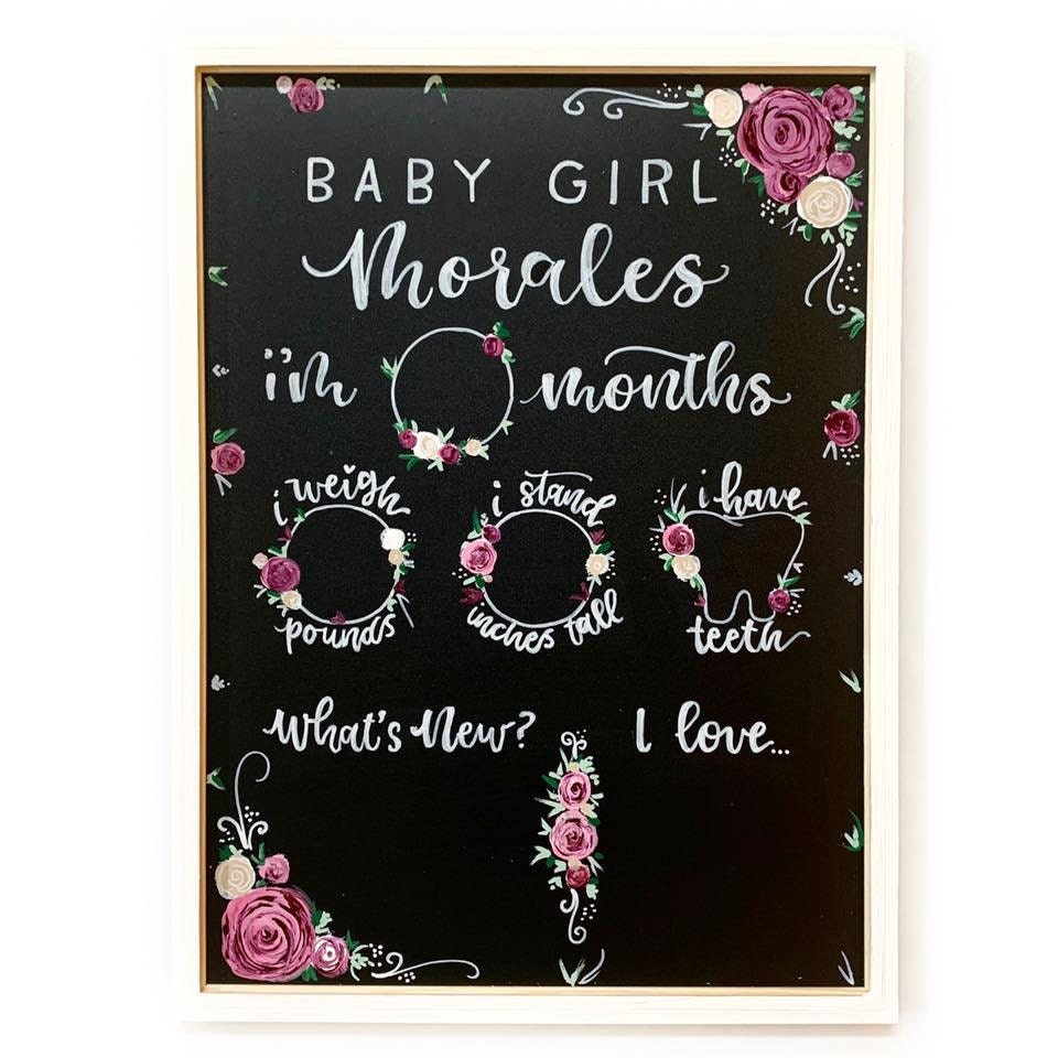 Mauve floral themed milestone board
