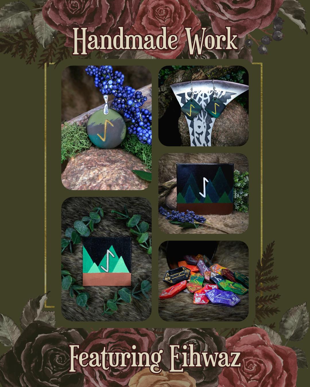 handmade work featuring eihwaz