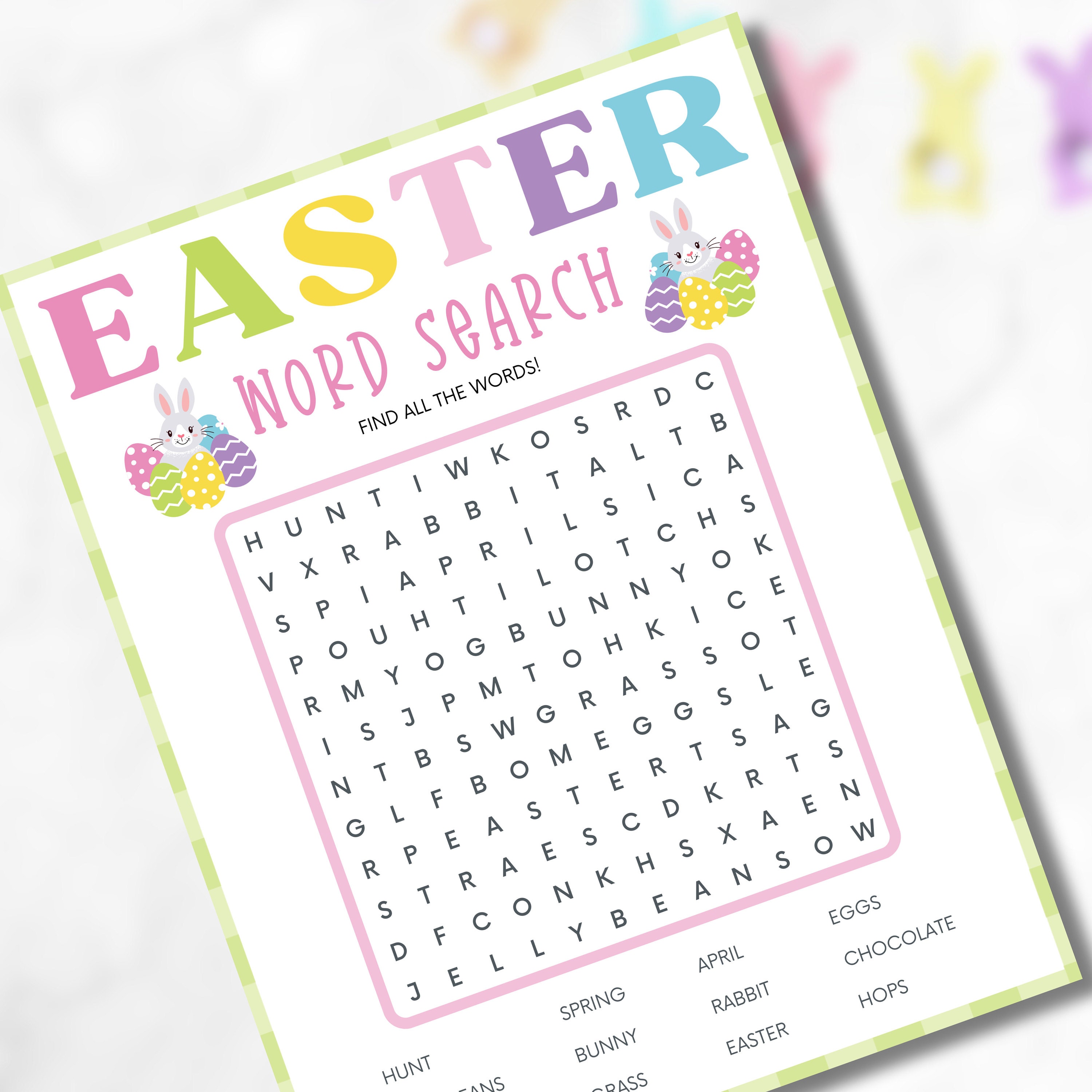 kids easter activity printable easter word search game