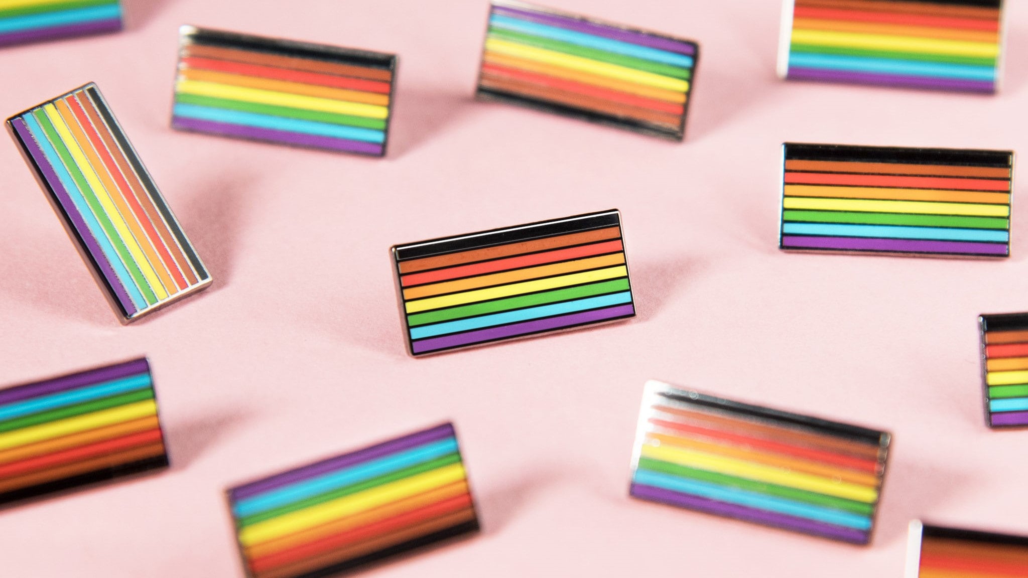 inclusive black brown rainbow flag enamel pin united kingdom