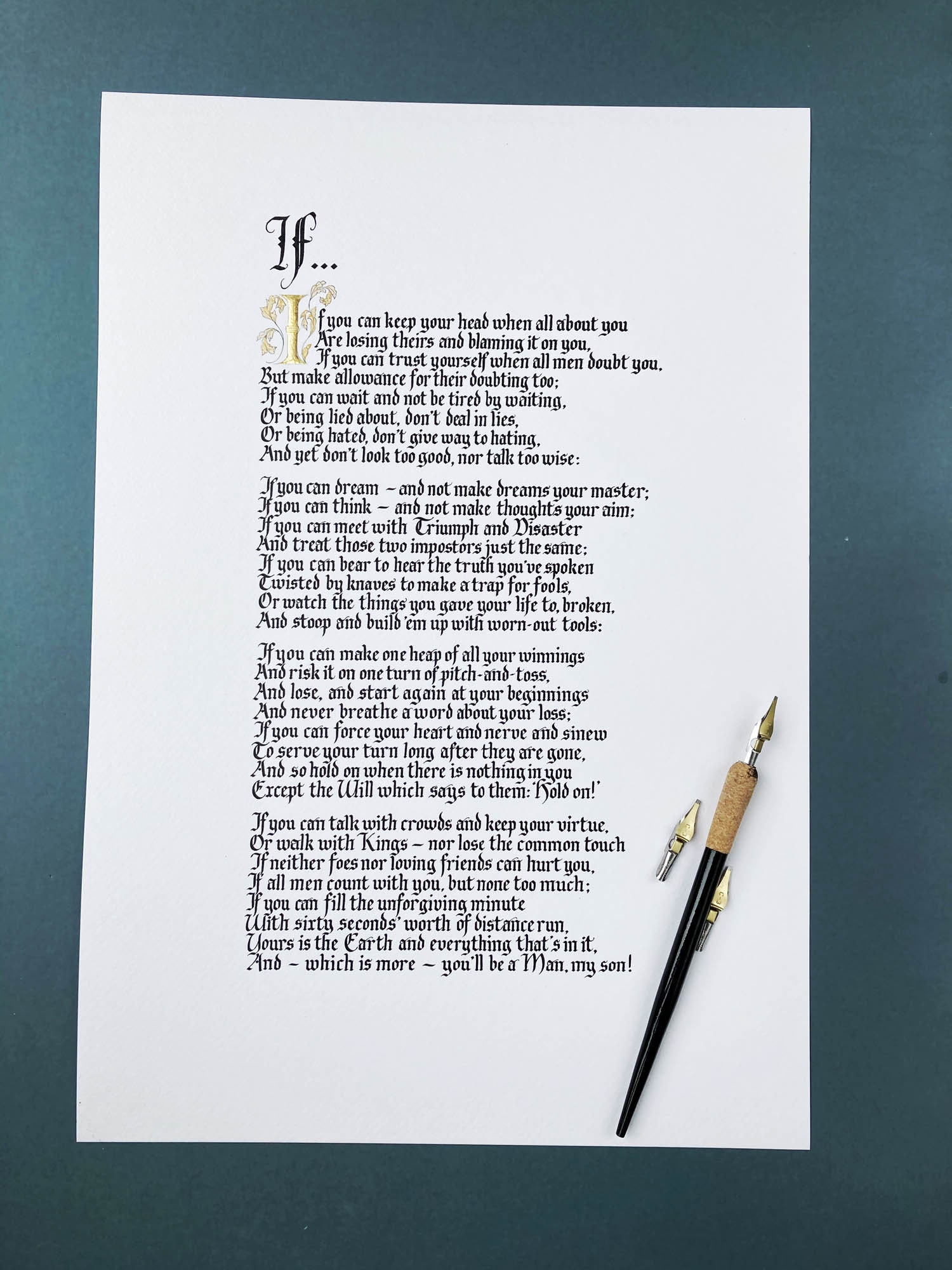 Rudyard Kipling poem If luxury calligraphy print UK