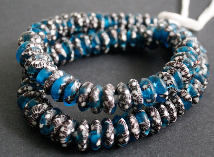 translucent and opaque disc beads made from refashioned seed beads