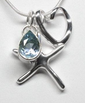 Pear Cut Blue Topaz Starfish Necklace