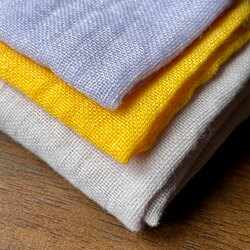 Fabric dyed with blue pea flowers, saffron, and lavender