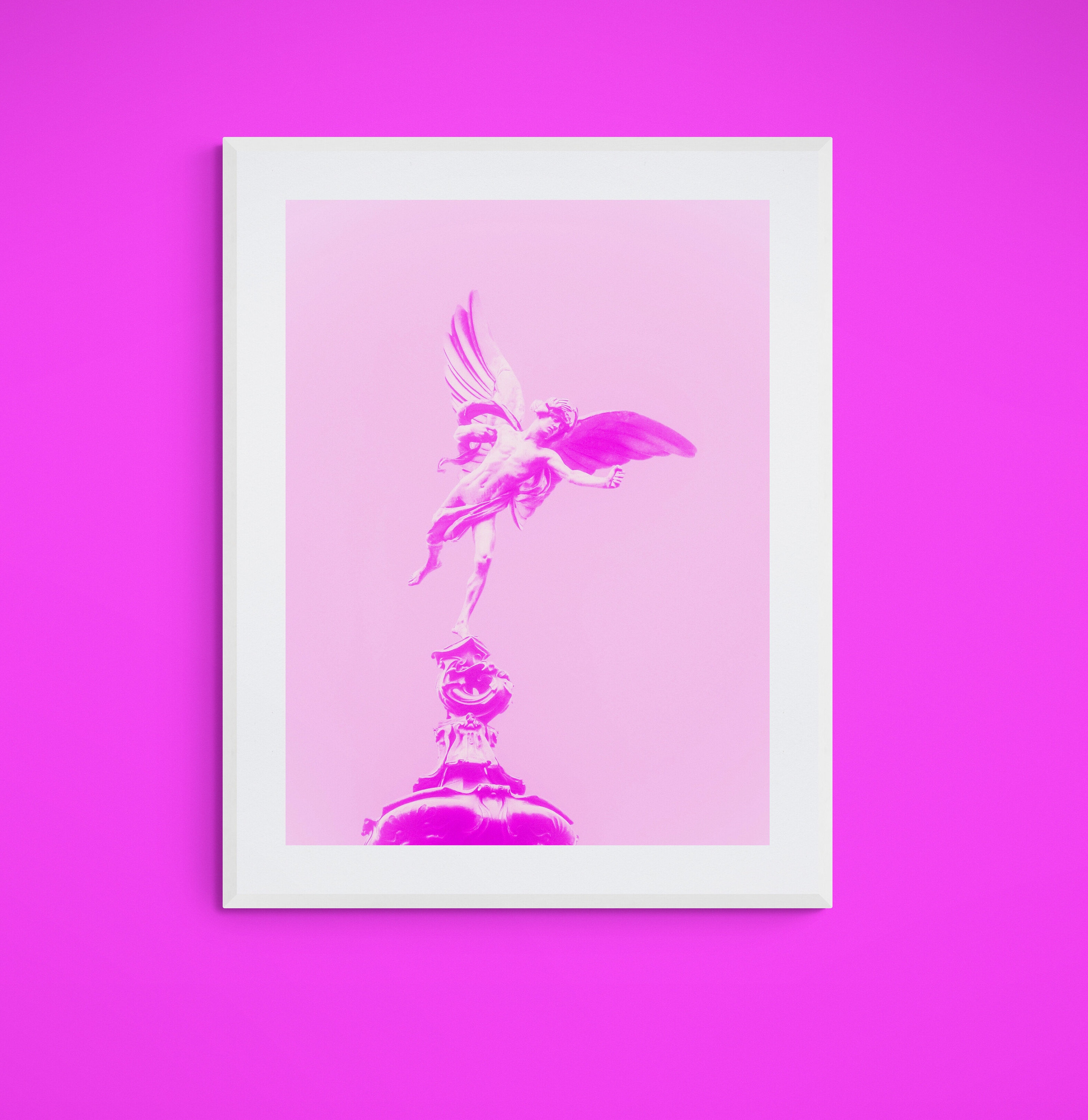 London fine art print of Eros at Piccadilly in Pink Pop art style