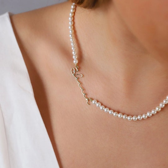 Personalized Pearl Name Necklaces for Women, Jewelry Handmade, Pearl Necklace with Name, Gifts for Women by NecklaceDreamWorld