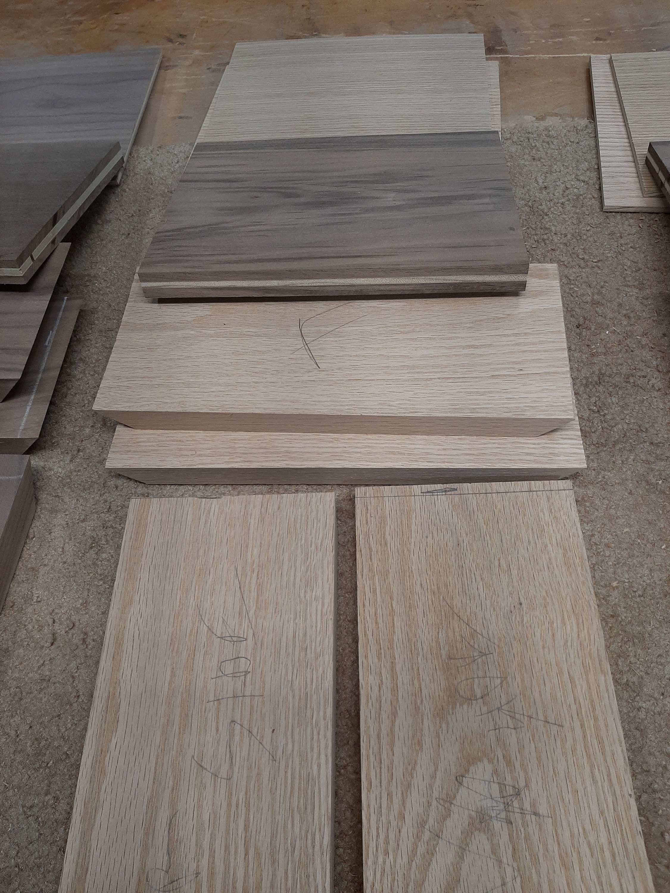 Red Oak with Black Walnut lid locking box parts