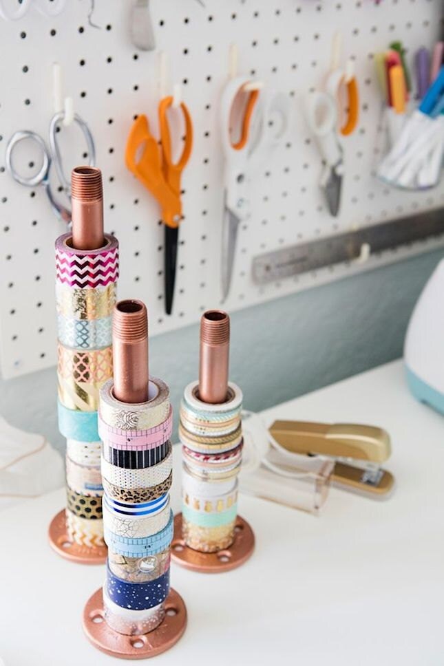 washi tape storage copper pipe