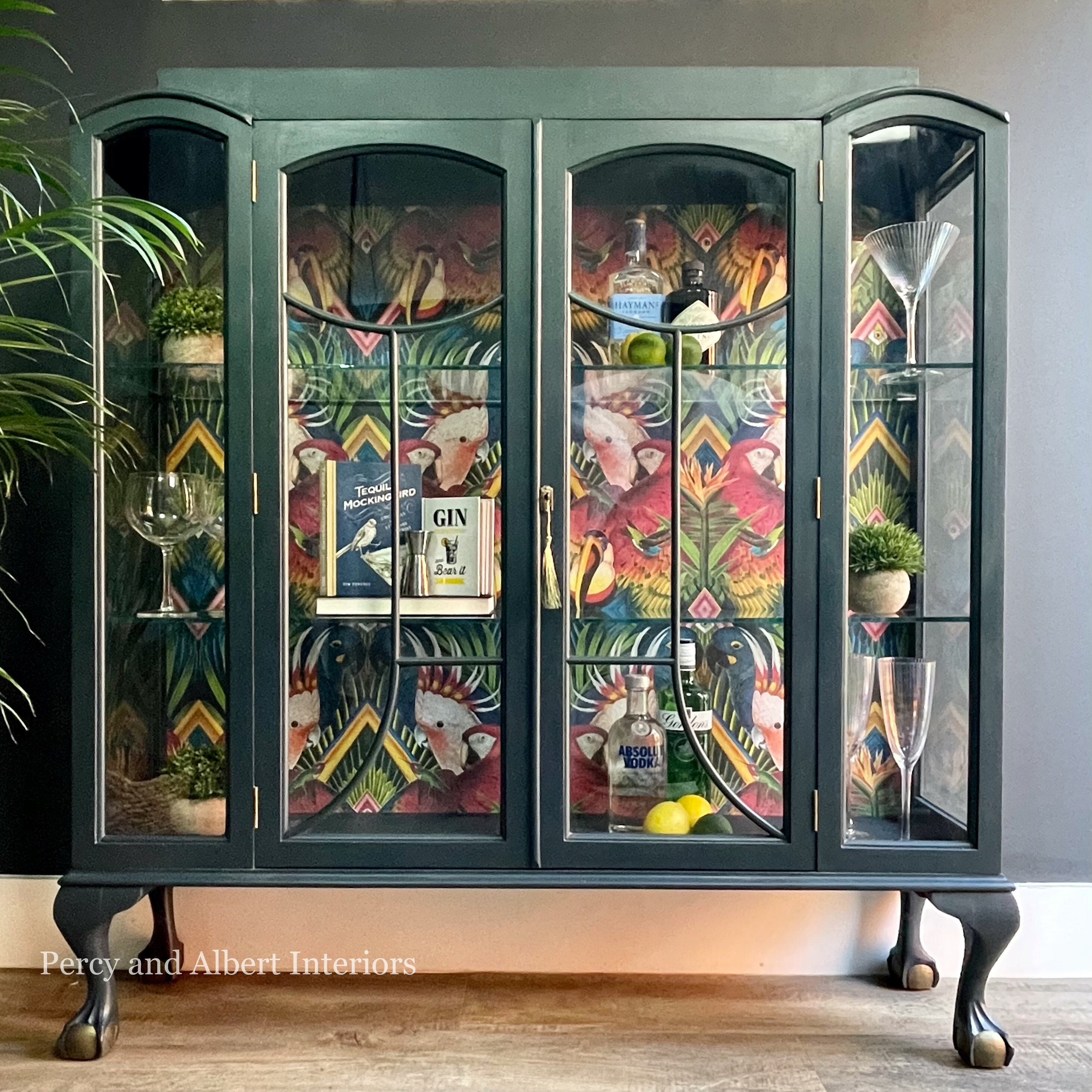 Deep Blue and Green Ombre Gin Cabinet