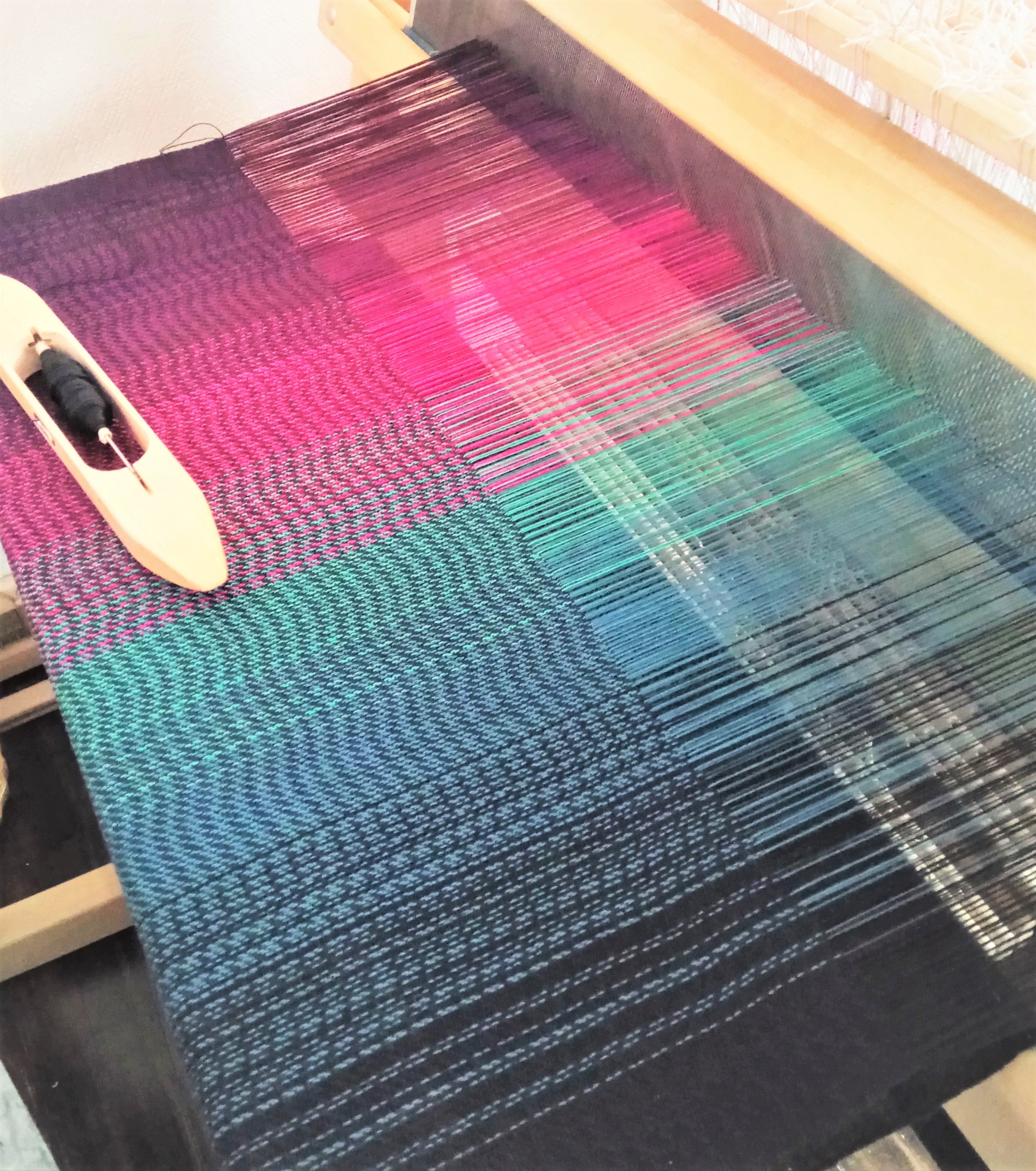Polar Lights- shawl on the loom
