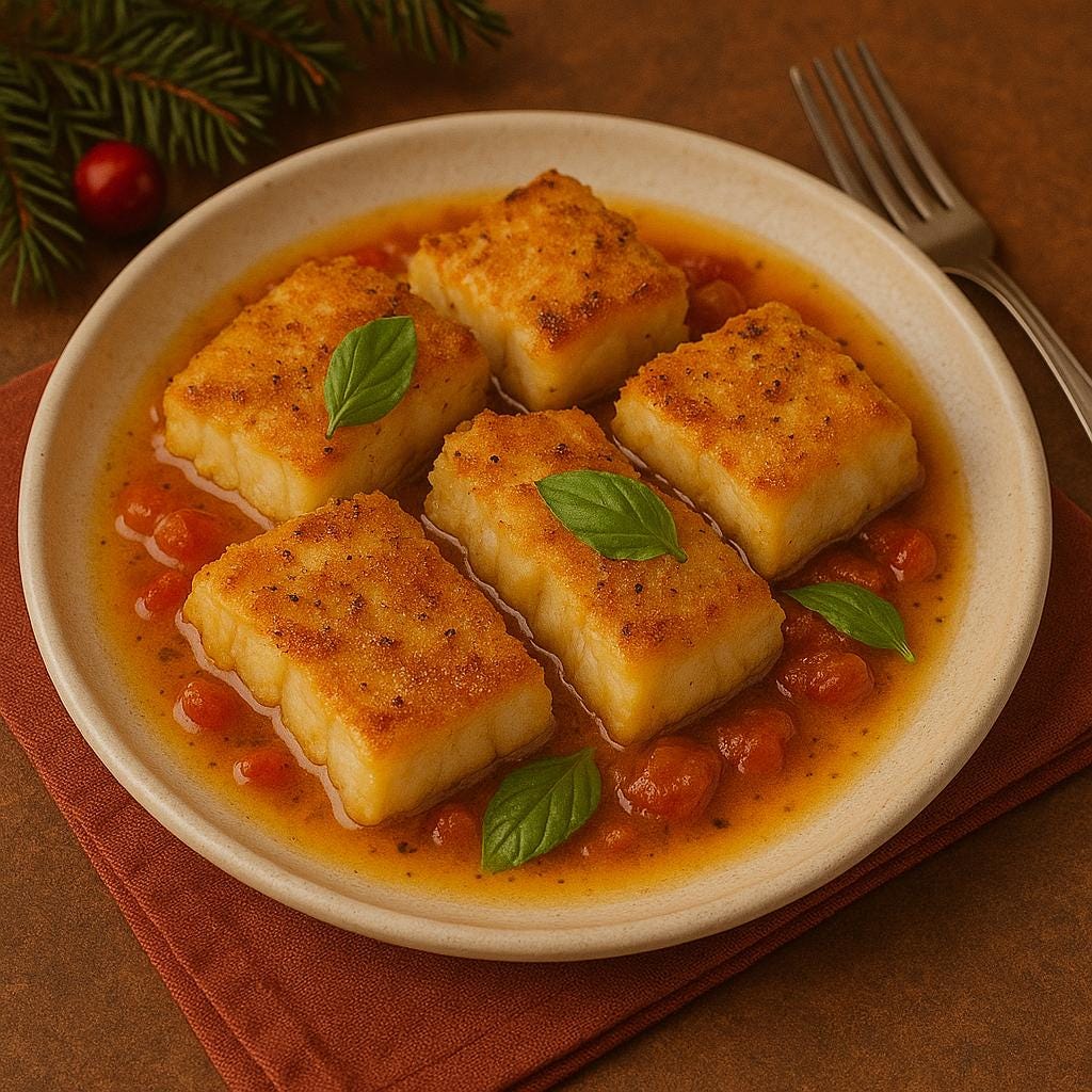 Baccalà (bacalhau) – Muito comum no Sul, pode ser frito, assado ou ensopado.