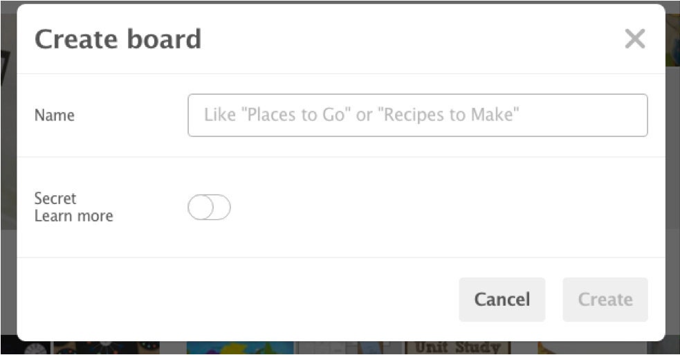 Create a board on Pinterest