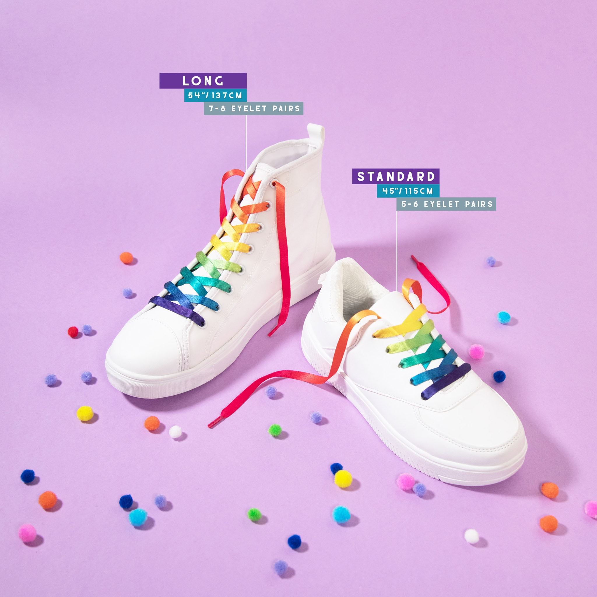 Rainbow Shoelaces High Tops Sneakers Trainers Gradient LGBT Gay Pride