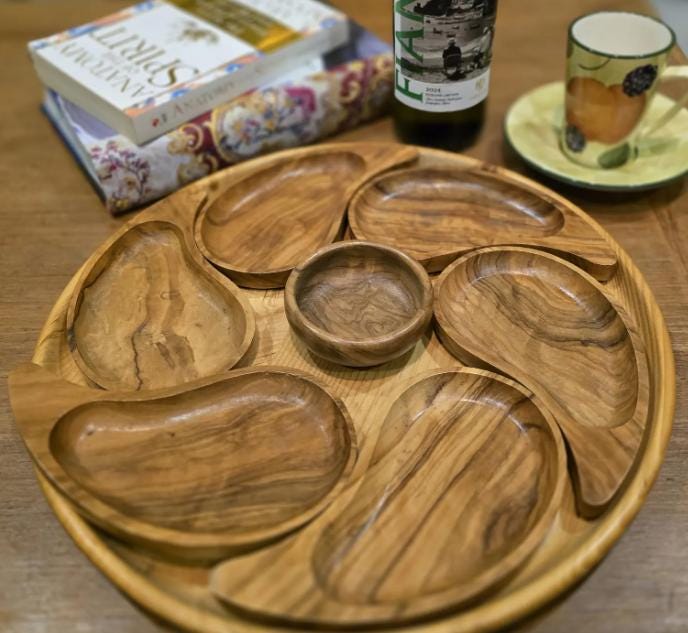 Organic Wooden Nibbles Tray – Handcarved Monkey Dish. Grazing Board. Rustic Platter