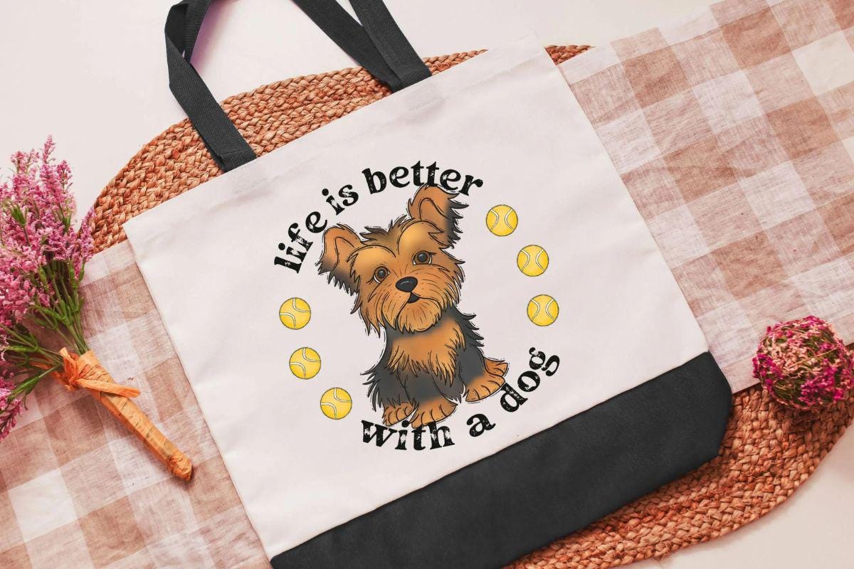 personalized life is better with a dog tote bag