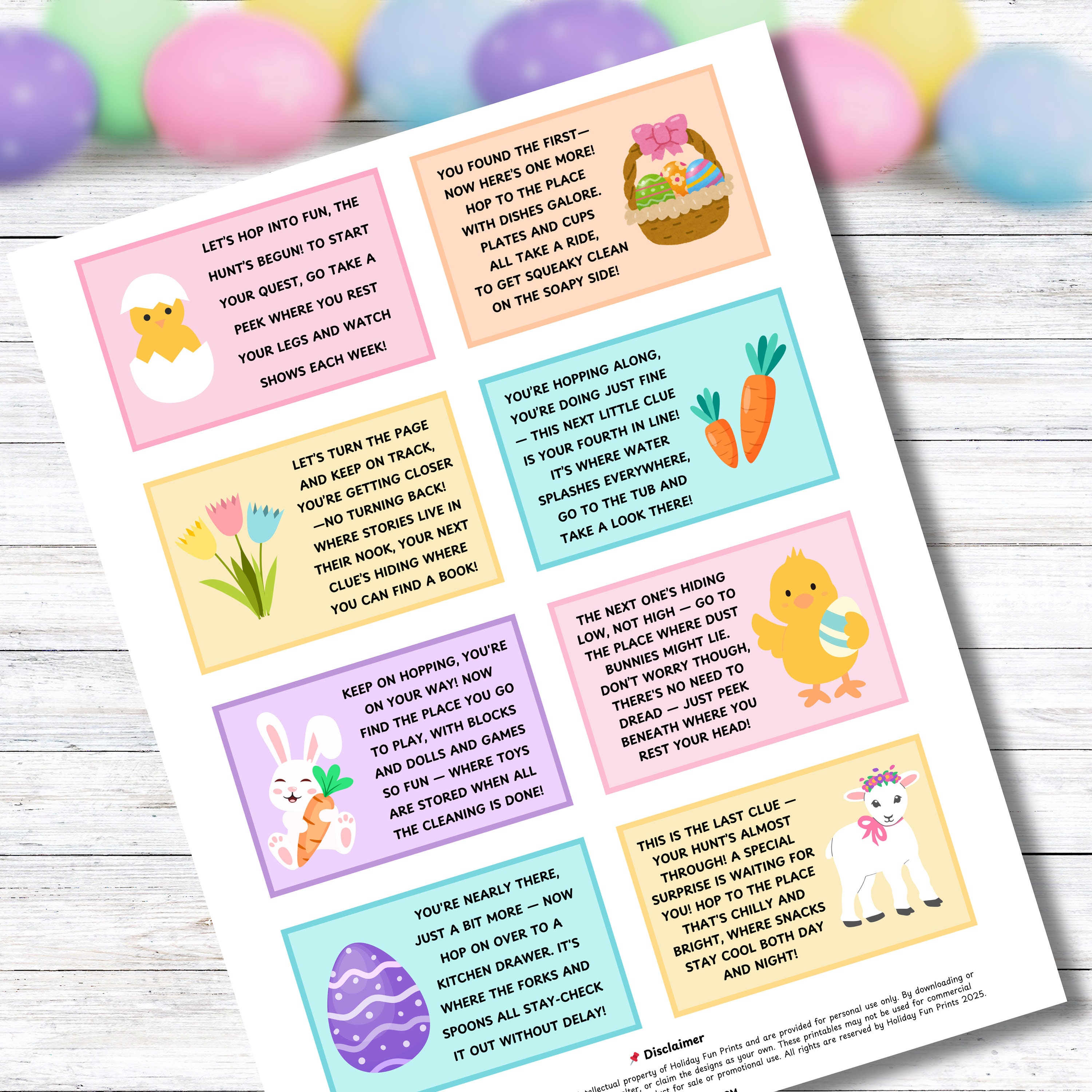Indoor Easter Egg Scavenger Hunt Free Printable by HolidayFunPrints.com