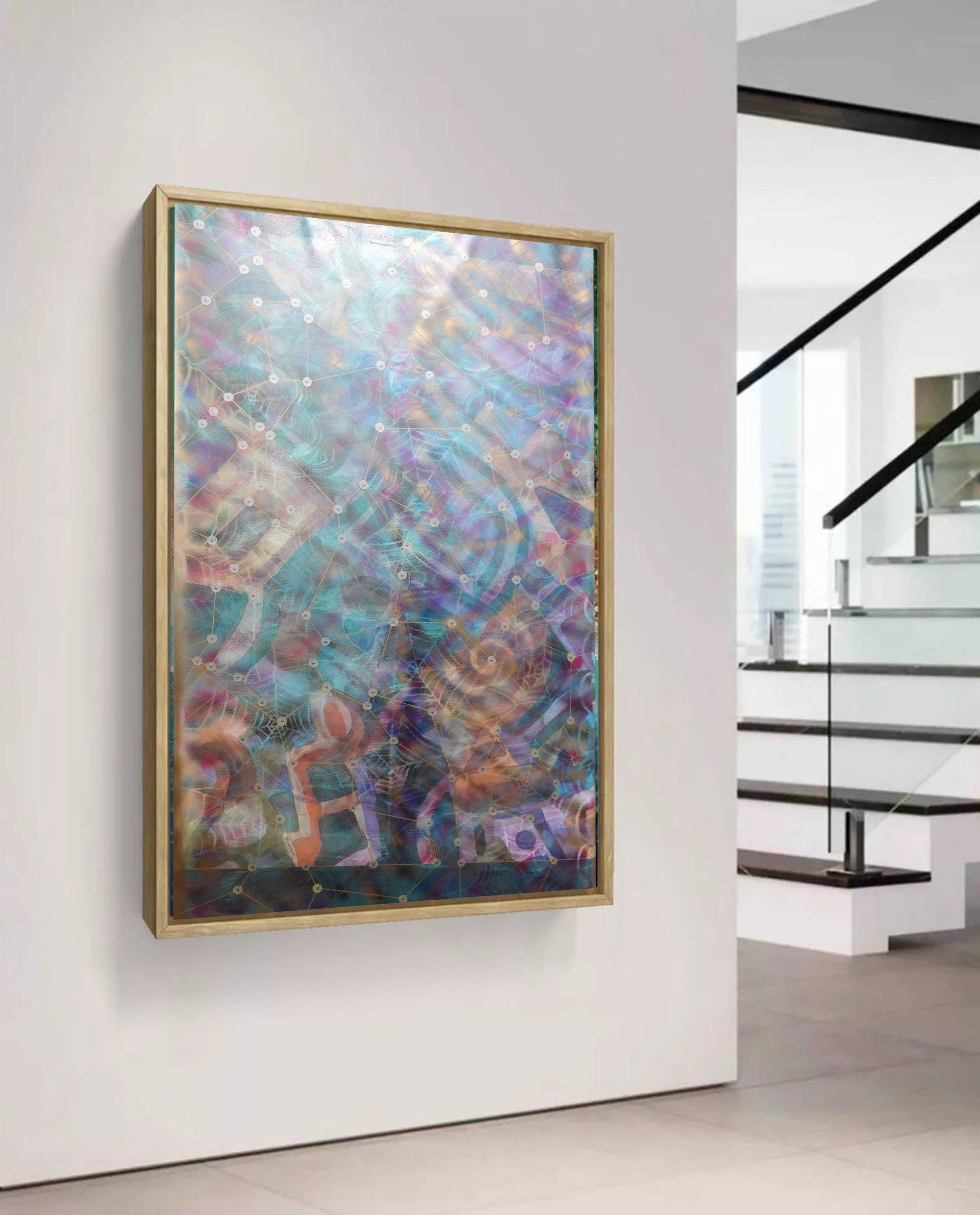 Perlescent abstract painting in office